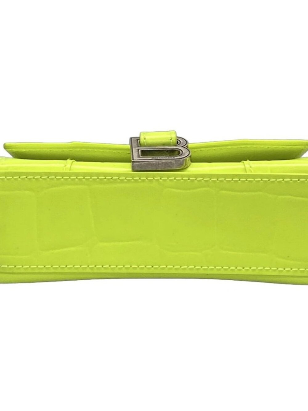 BALENCIAGA Hour Glass 637372 Yellow Green Leather Handbag - Picture 5 of 15